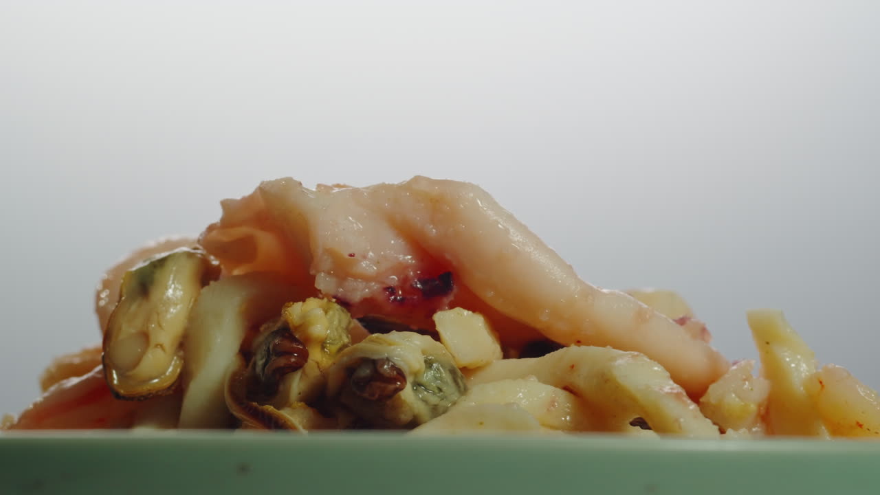 Close-up of a Plate of Mixed Seafood
