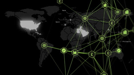 animación del globo con conexiones y procesamiento de datos
