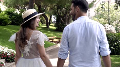 couple enjoying a walk in a park