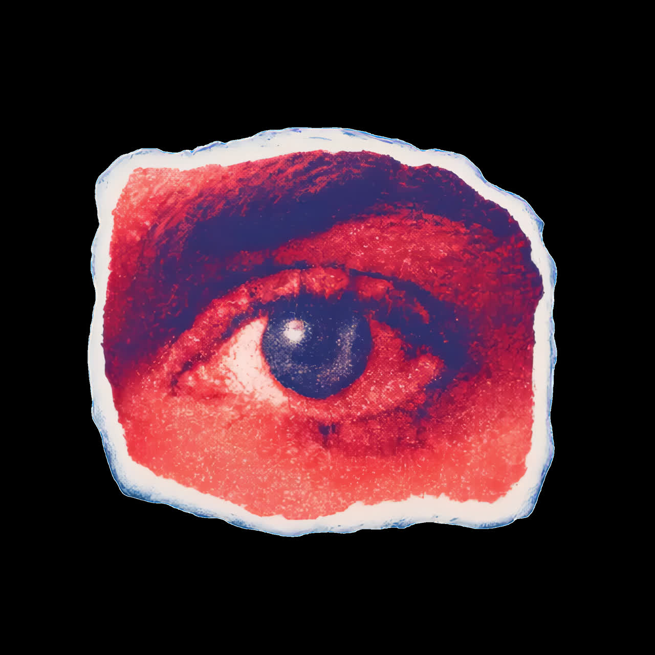 Abstract eye collage animation isolated asset, transparent 4K video, alpha channel, ProRes 4444