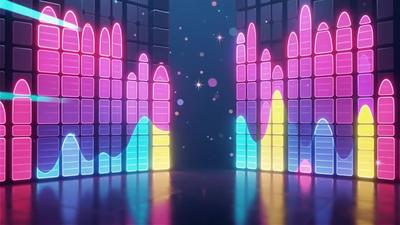 Futuristic Rainbow Neon Music Equalizer Visualizer Background
