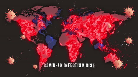 animación de células de virus sobre el mapa del mundo