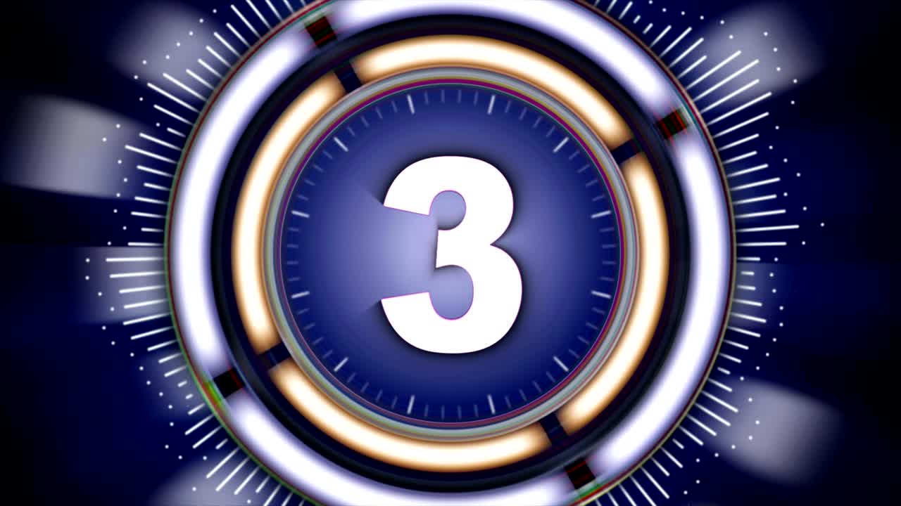 número 3, los diez primeros números de animación con el canal alfa, renderización, fondo, bucle