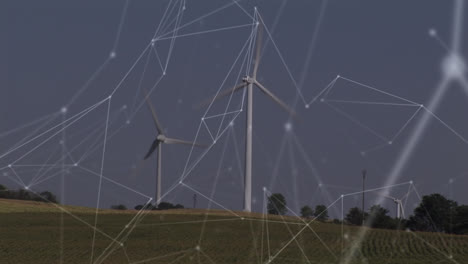 animation of network connections with wind turbines in background