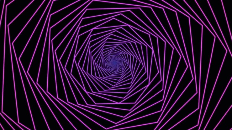 Túnel Espiral Geométrico Abstrato com Gradiente de Cor Variável