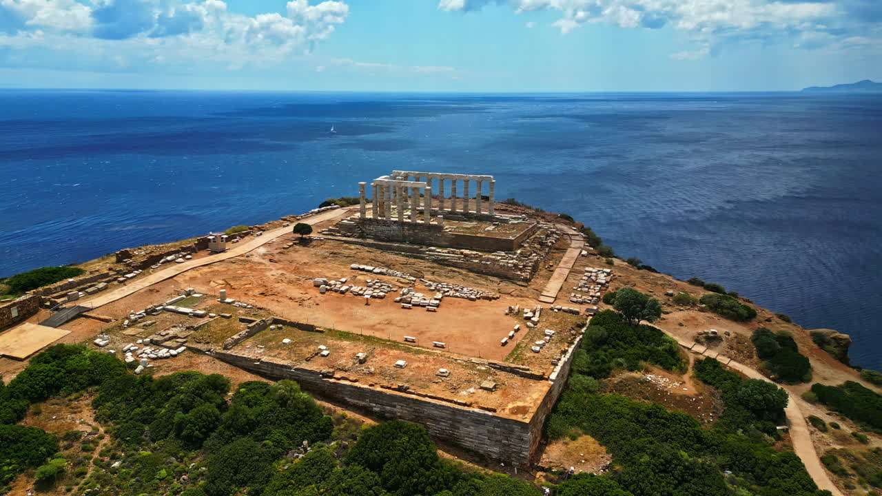 Aerial View of the Temple of Poseidon at Sounion, Greece