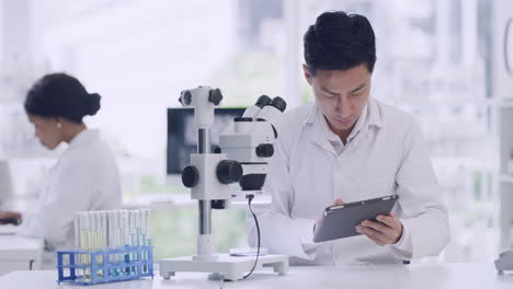 leading scientist using a microscope