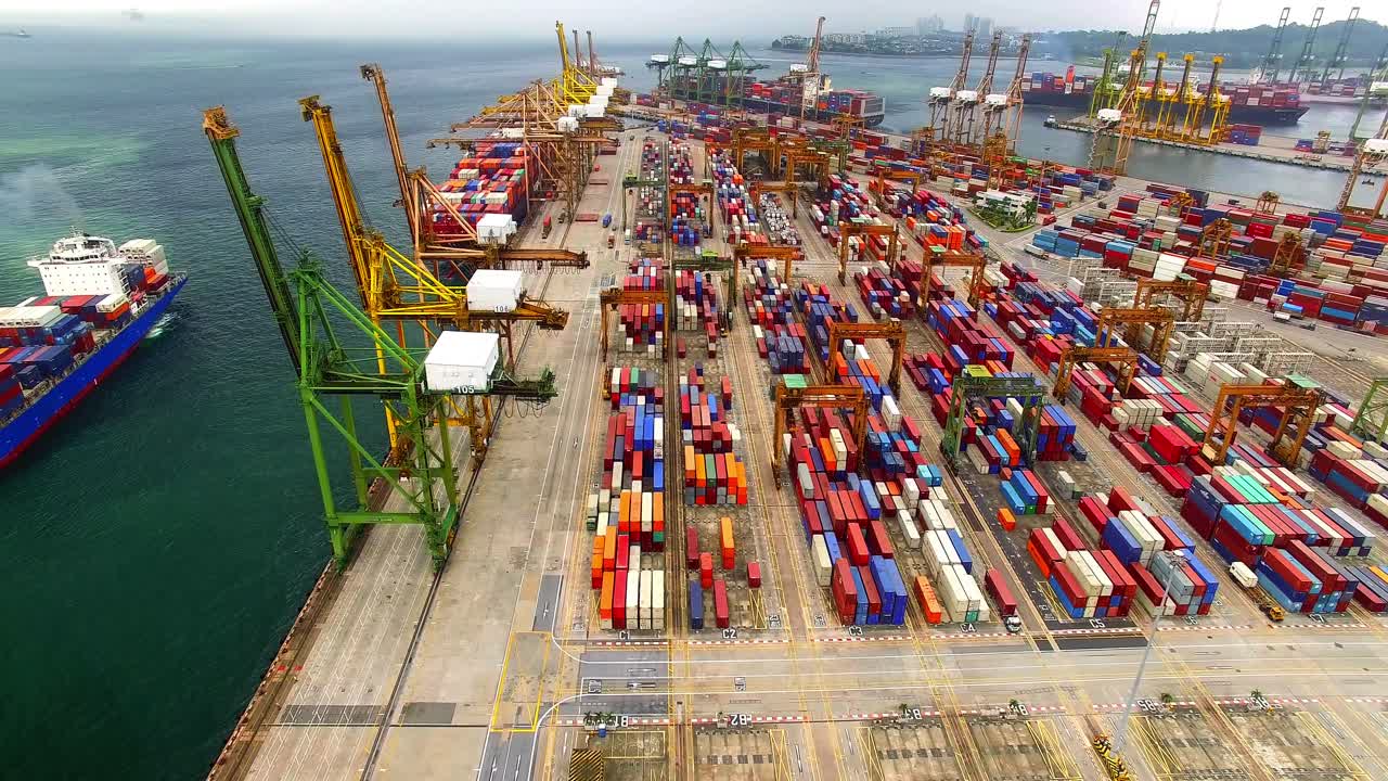 Aerial view of cargo containers