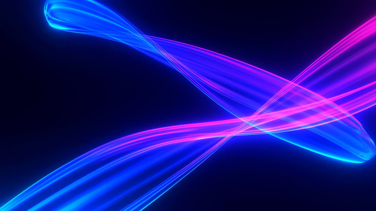 Dynamic Blue and Pink Neon Light Trails Intertwining
