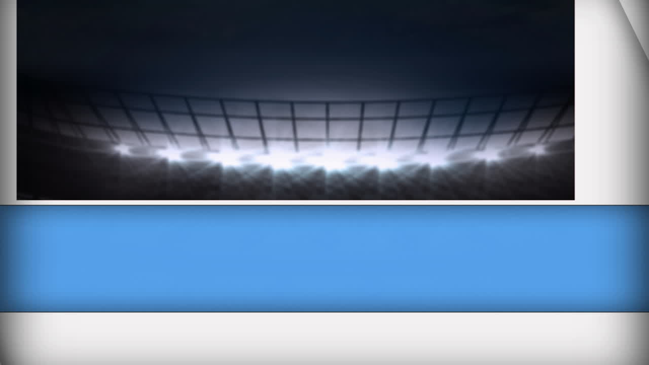 Animation of sports stadium at night surrounded with blue lines