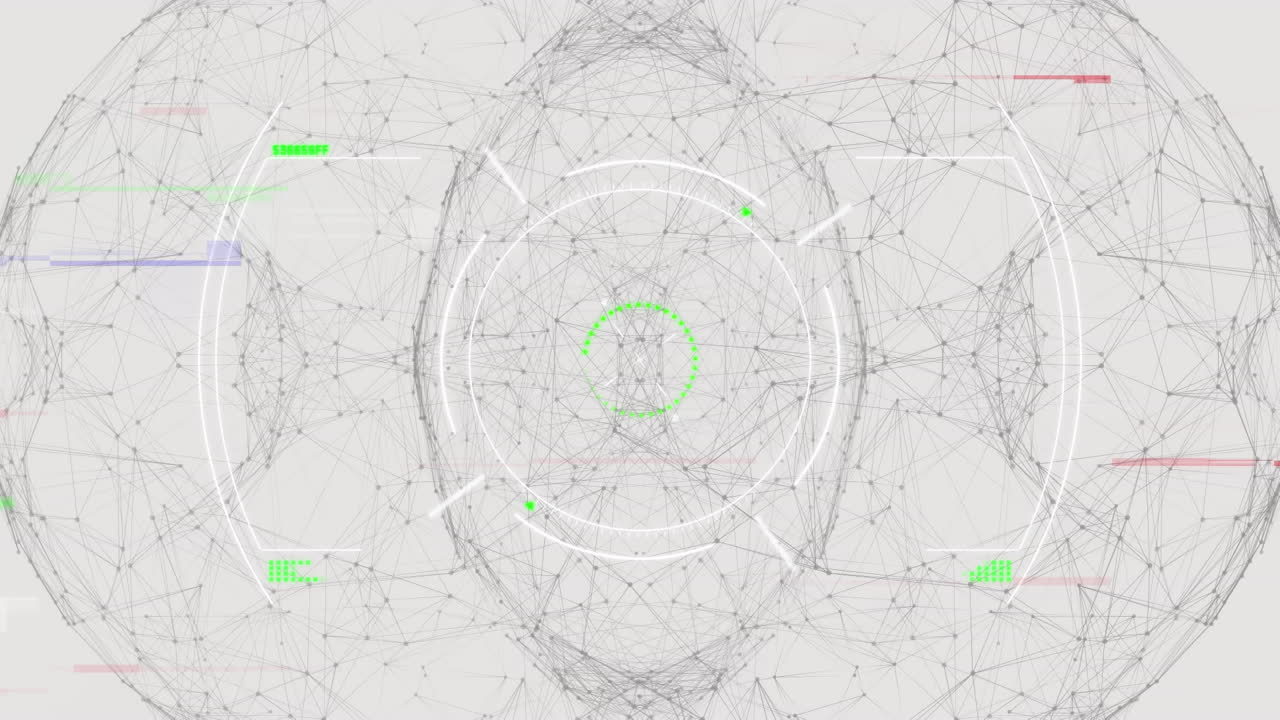 анимация помех и сканирования сферы над глобусом соединений на белом фоне