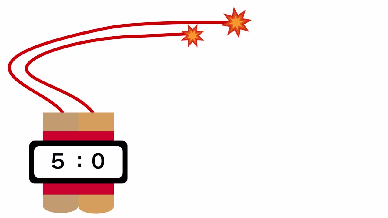 10초 타이머로 다이너마이트가 폭발하는 애니메이션 (투명한 배경)