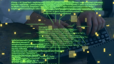 Animation-of-circuit-board-with-data-processing-over-caucasian-man-using-laptop