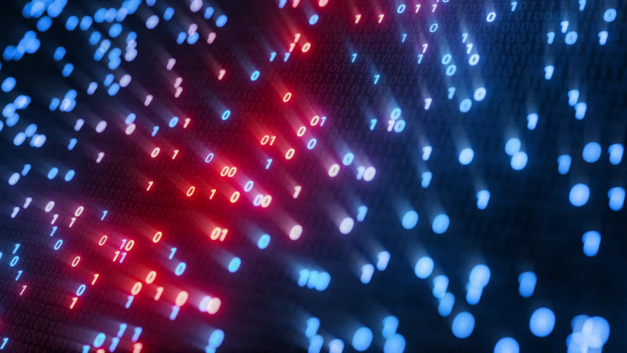 Hacking digital binary code matrix 01 background loop.