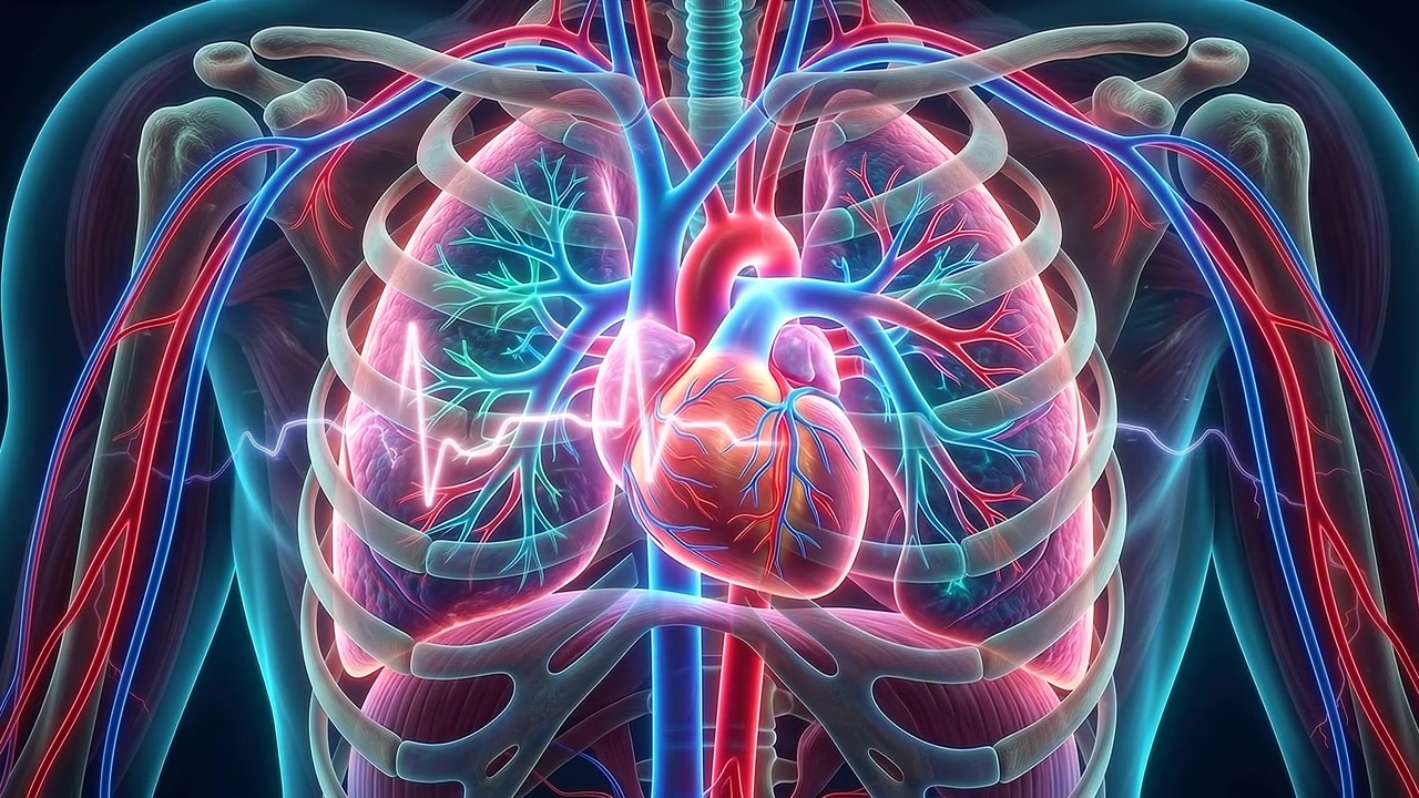 Animated Human Heart and Lungs with Circulatory System Visualization