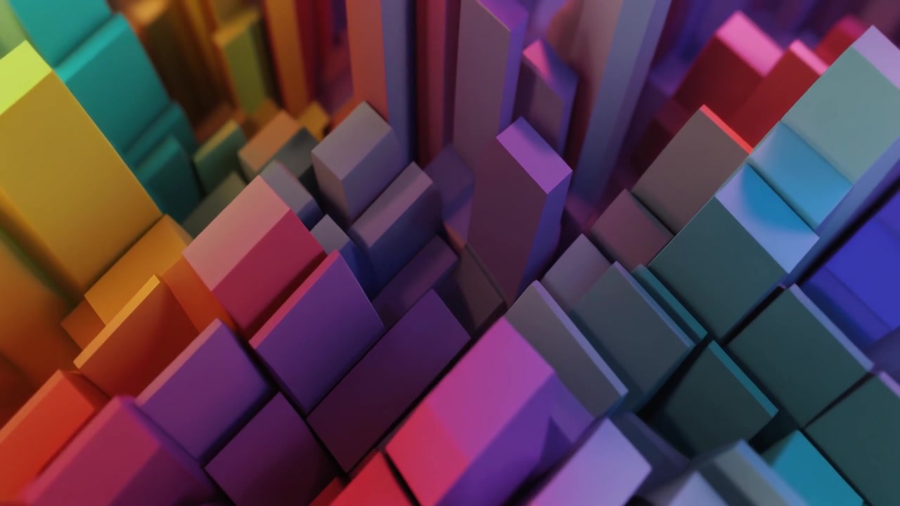 Abstract 3D Motion Background with Colorful Rising Rectangular Bars