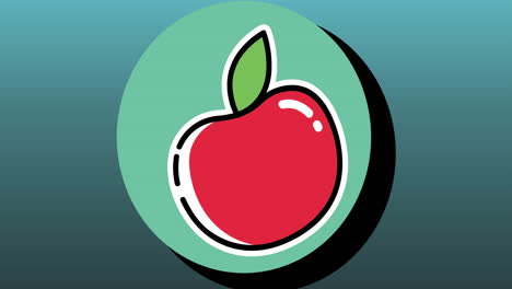 animación del icono de la manzana roja sobre fondo verde