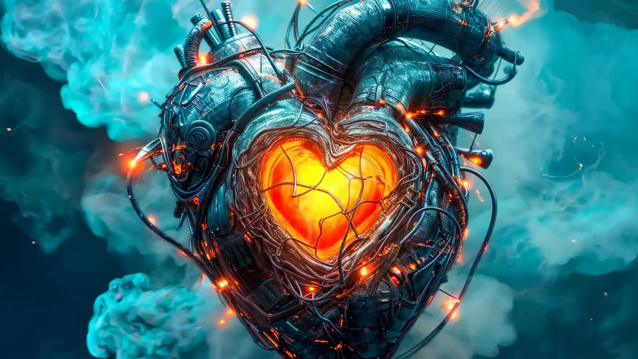 um objeto em forma de coração com um coração brilhante dentro dele