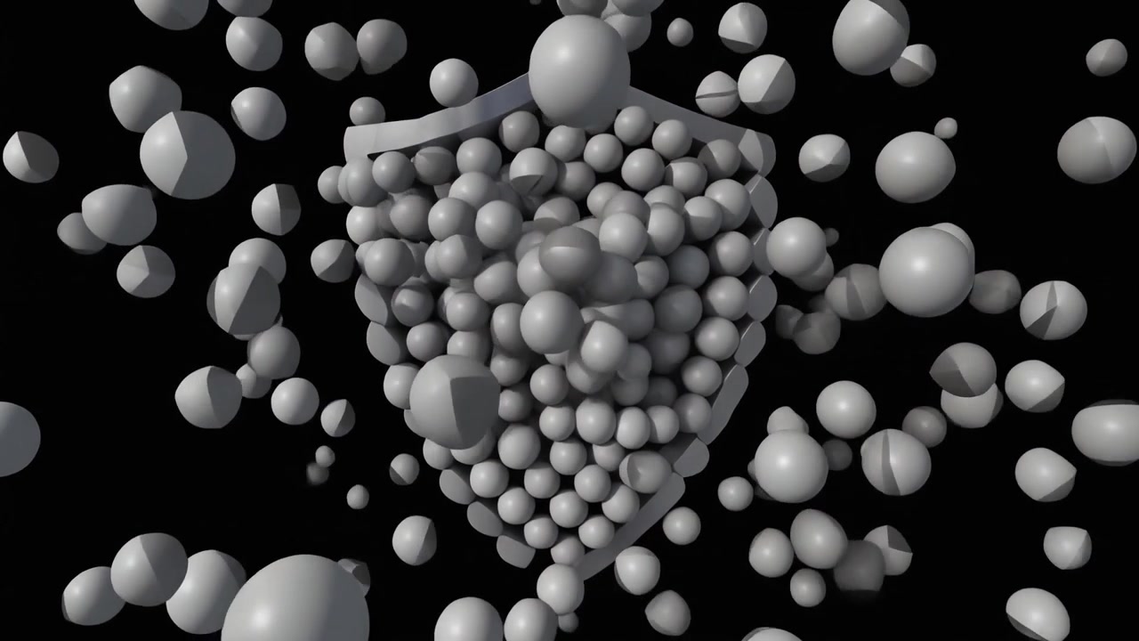 3D Animation of Spheres Filling and Emptying a Shield Icon