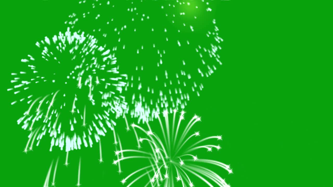 gráficos de movimiento de fuegos artificiales con fondo de pantalla verde