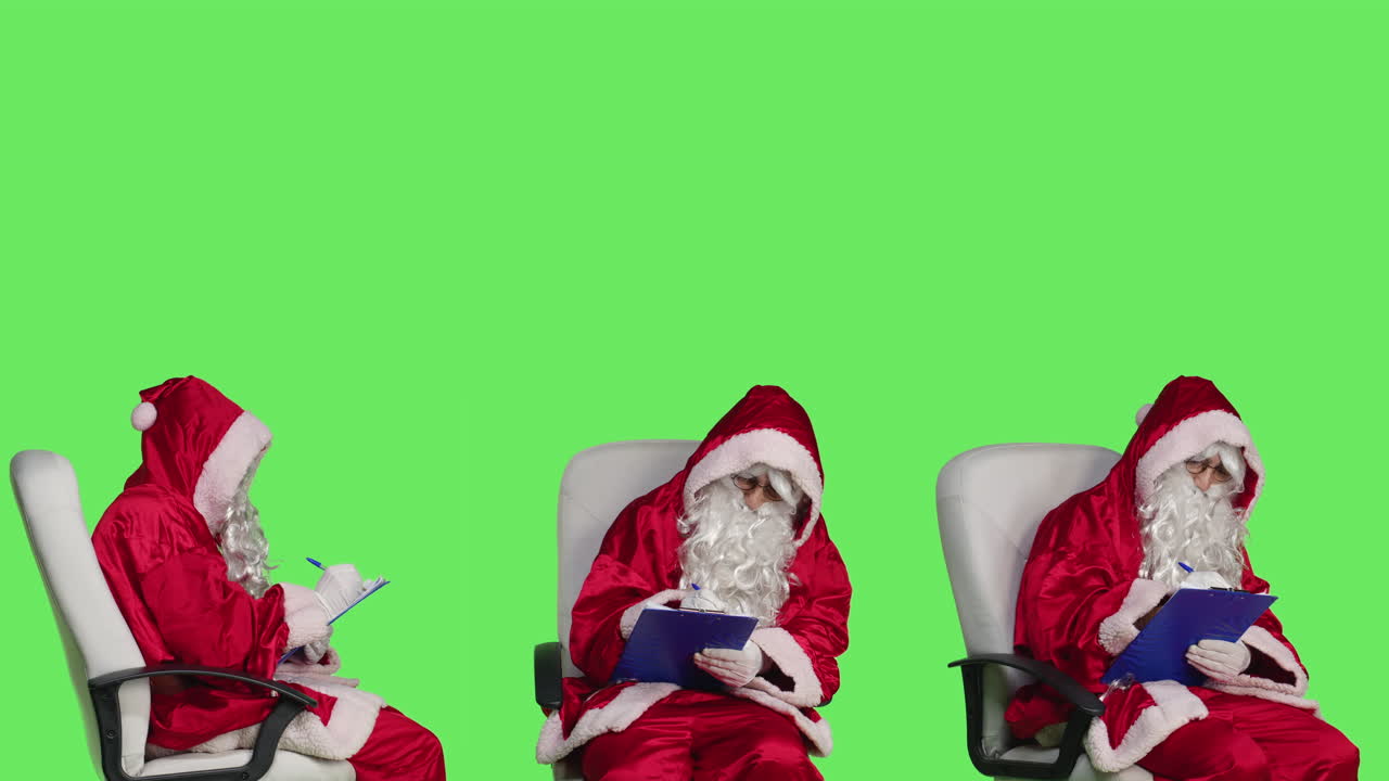 Santa Claus Writing on Clipboard