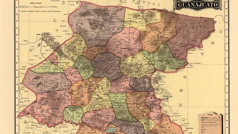 old-nineteenth-century-map-of-the-state-of-Guanajuato-in-mexico