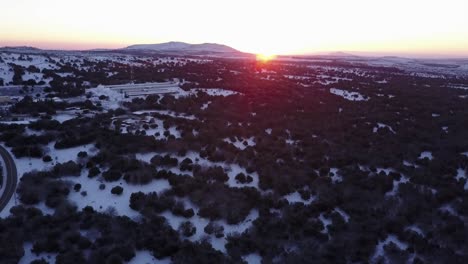 snowy mountain sunrise landscape