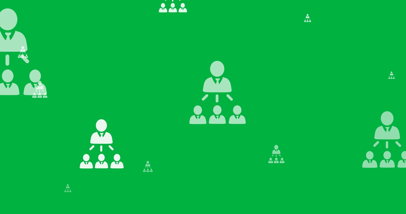 Digital animation of multiple network of profile icons floating against black background