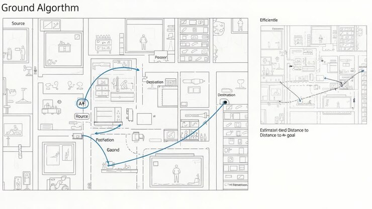 Analysis of Ground Algorithm: Visualizing Pathfinding Solutions in Complex Environments for Efficient Navigation from Source to Destination