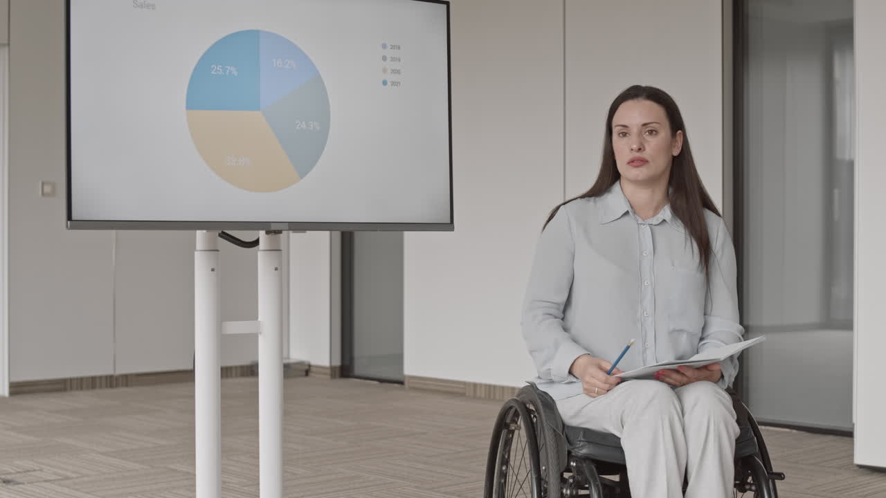 Businesswoman with Disability Presenting Business Idea