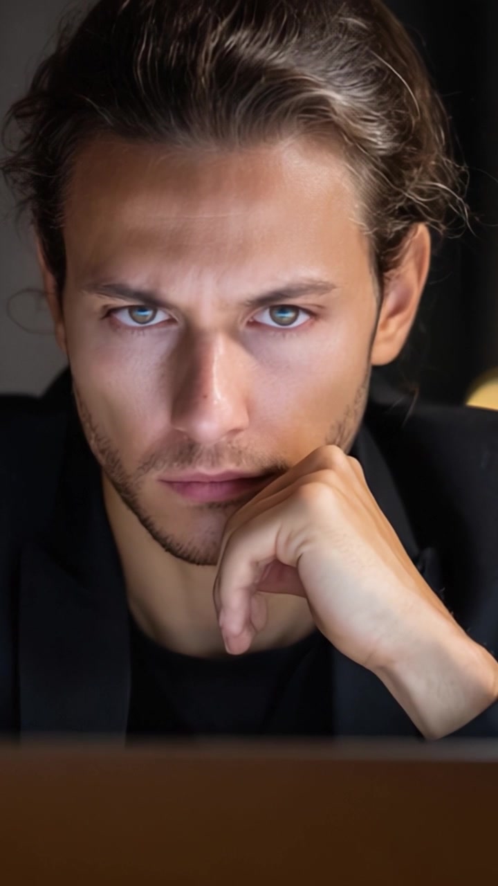 Individuo concentrato e assorto nei pensieri, catturato in un momento di introspezione e concentrazione, che riflette un senso di determinazione e coinvolgimento nel suo compito.