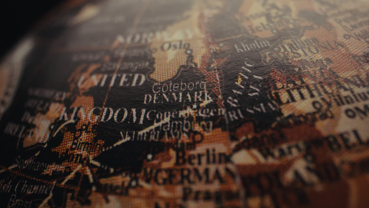 Close-up of a Vintage World Map