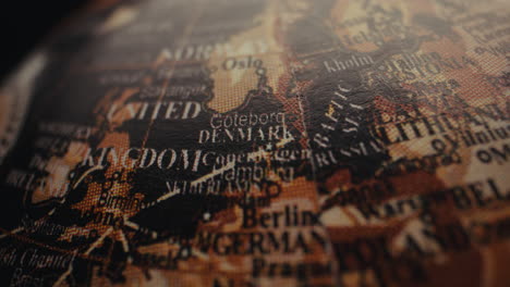 close-up of a vintage world map