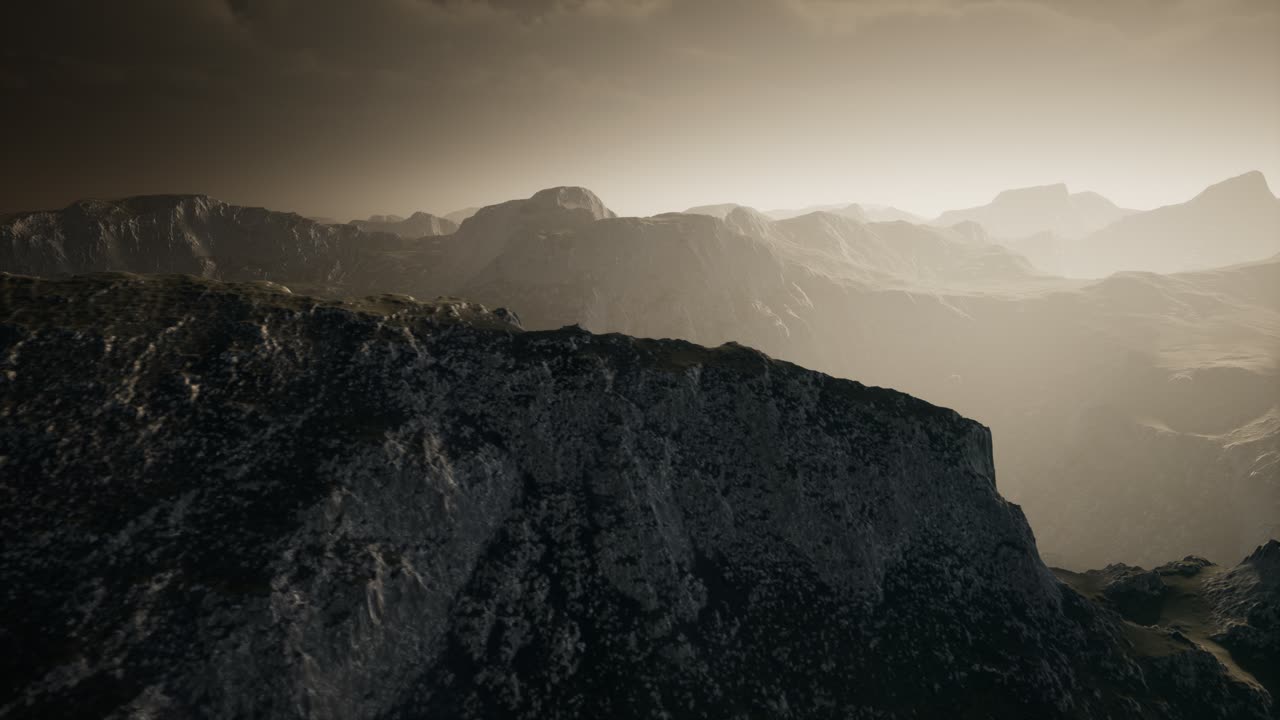 Dramatic sky over steps in a mountain.