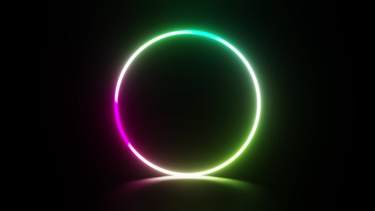 Abstract animation of 3D neon circle. Seamless