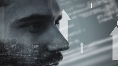 animación de flechas y procesamiento de datos sobre el hombre