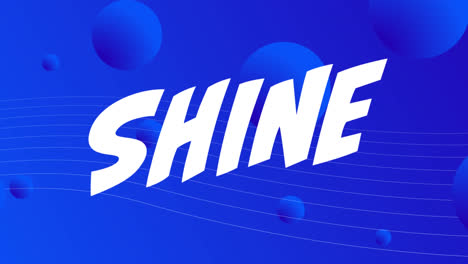 animation of shine text over blue shapes on blue background