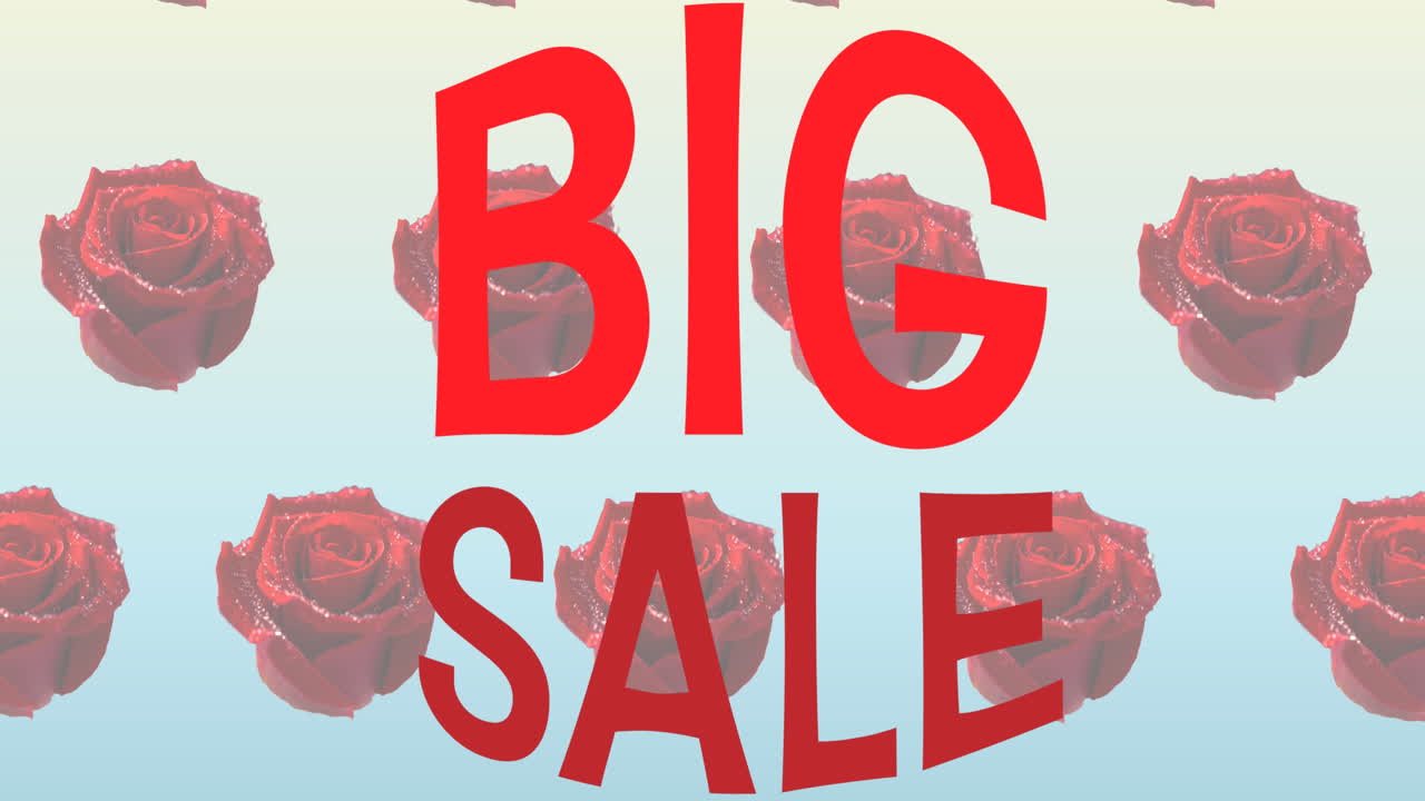 다중 장미 아이콘에 대 한 큰 판매 텍스트 그래디언트 배경