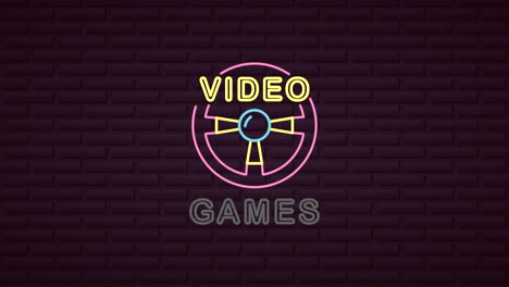 pared con luz de neón control de ruedas de videojuego de coche