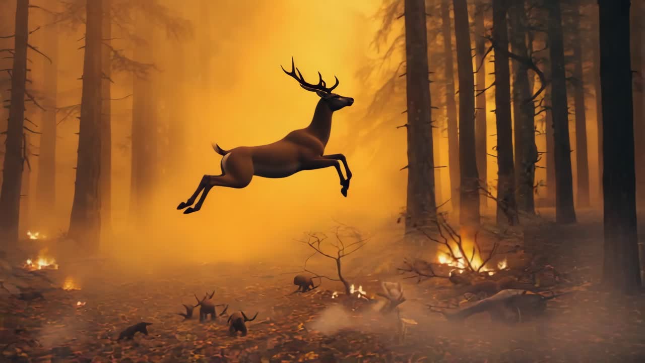 Deer in a Misty Forest