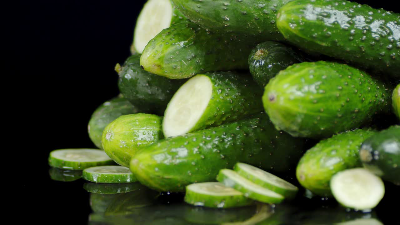 신선한 호박 어리는 천천히 회전합니다.