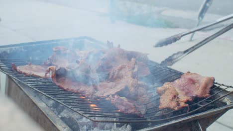 open flames barbecue outside cooking