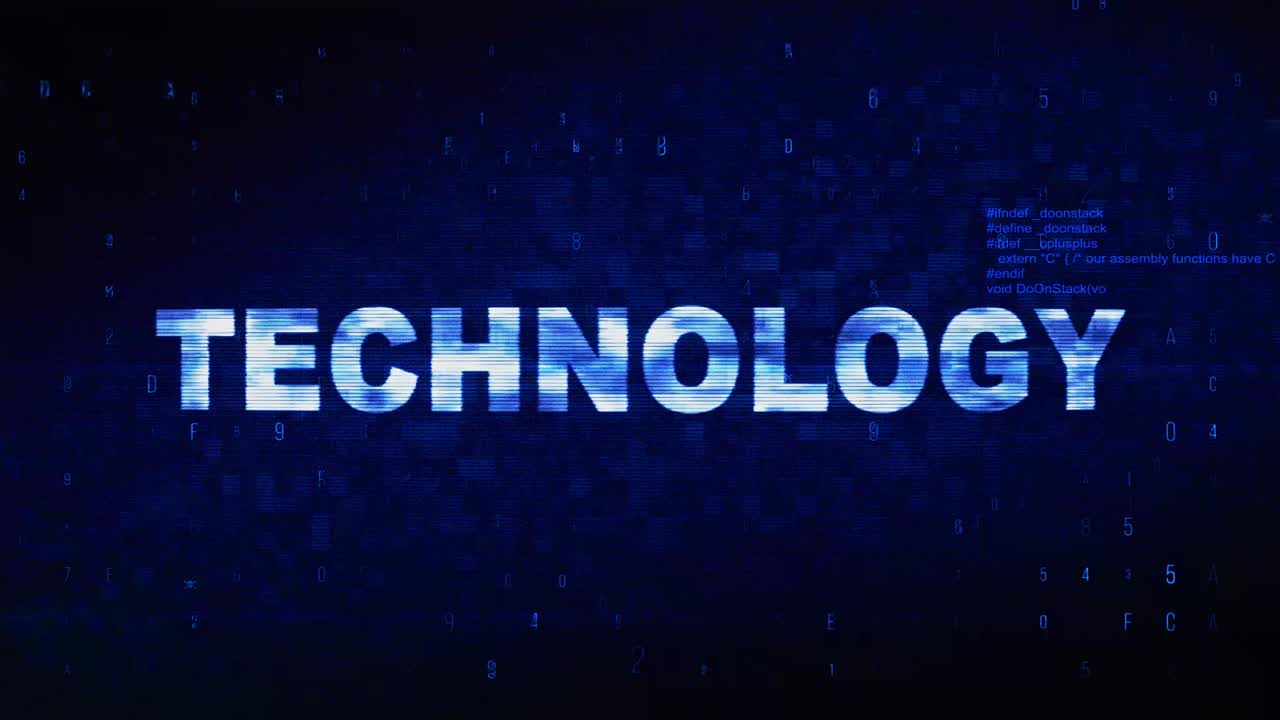 Technology text digital noise twitch and glitch effect tv screen loop animation background login and