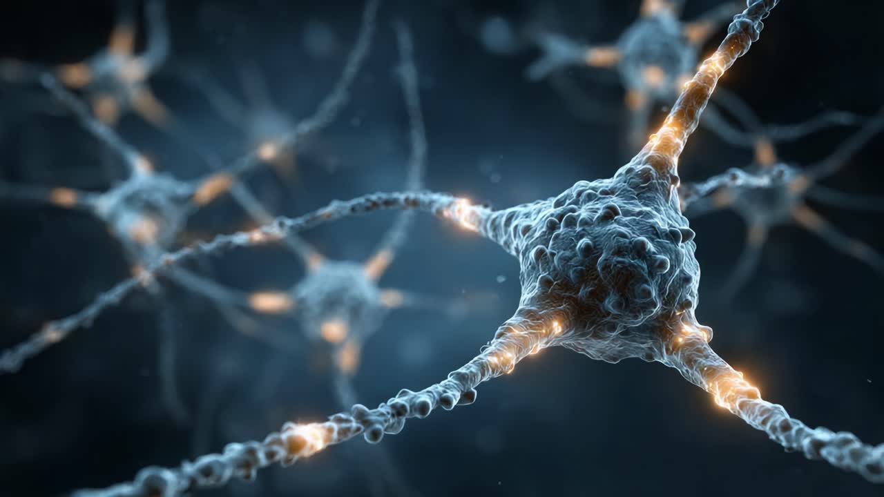 Intricate Neural Connections Depicted in Stunning Detail: A Close-Up Exploration of Neurons Interacting Within the Brain's Complex Network