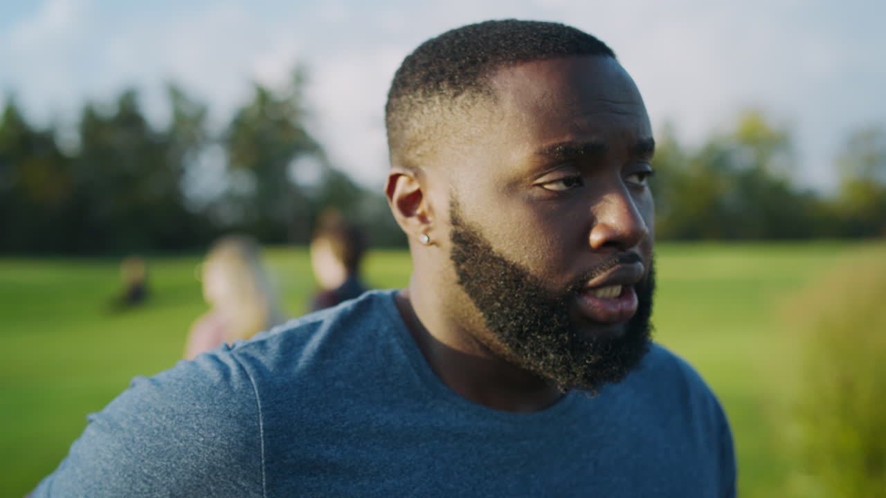 Athlete running marathon in park