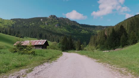 vista de una cabaña rural rodeada de montañas del parque nacional velka fatra en eslovaquia