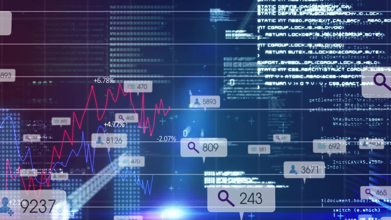 Animation of financial data and social media analytics on digital interface in school