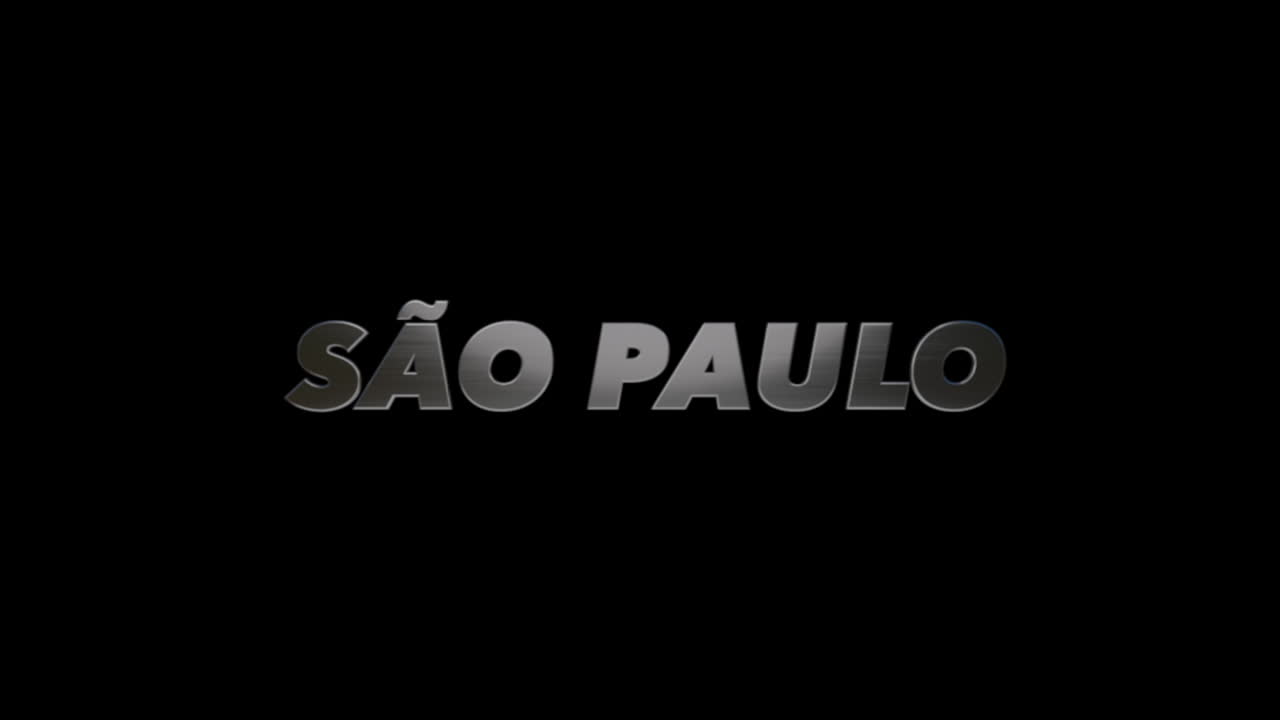 City of S&atilde;o Paulo, Brazil, 3D graphic title brushed steel look, fill and alpha channel