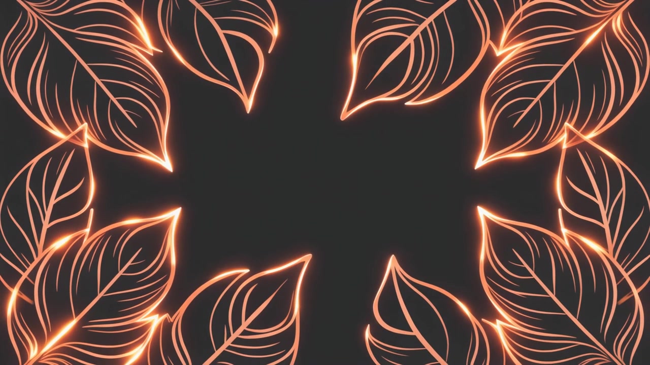 Glowing Orange Leaf Border Animation on Dark Background