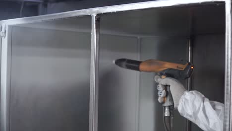 powder coating a metal cabinet